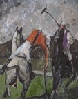 Vintage painting of polo match
