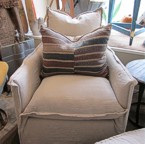 Loveseat by Taylor Scott, shown with grain sack pillows.